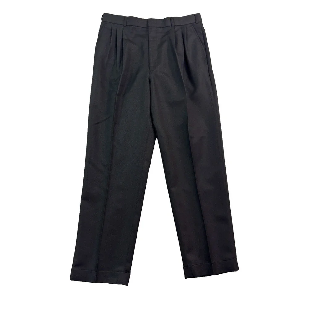 vtg 90s Raffinati 46R 36x32 2pc Pant Suit Double Breasted Black Pleated Mens